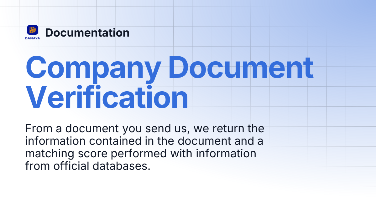Company Document Verification | Documentation